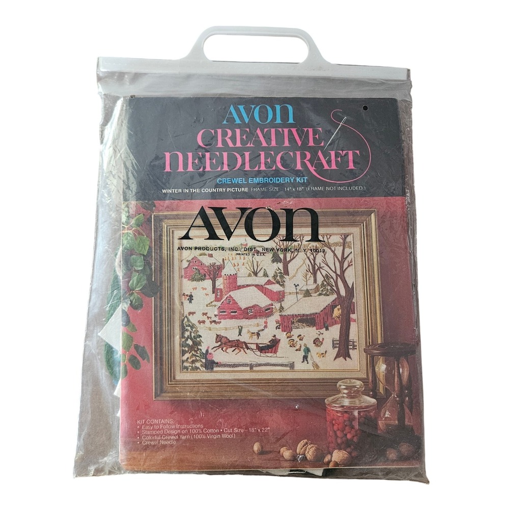 Vintage Avon Creative Needlecraft Winter in the Country Crewel Embroidery Kit